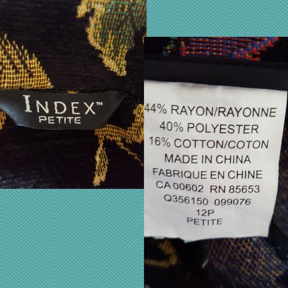 Index Black Corduroy Floral Embroidered Button Front Blazer - Picture 5 of 5